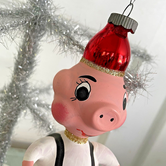 Vintage Christmas Blown Glass PIG Ornament de Carlini (?) Italy - Picture 6 of 8